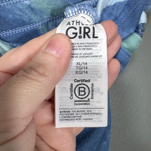 Athleta Girl Blue Tie Dye Warm Up Jogger Pants - XL/14 - Loungewear Athleisure - Picture 5 of 6